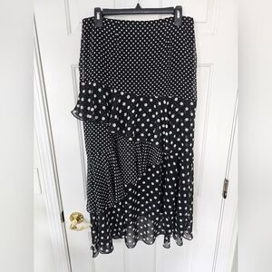Marks & Spencer Black and White Polka Dot Midi Skirt - Sz 8 US